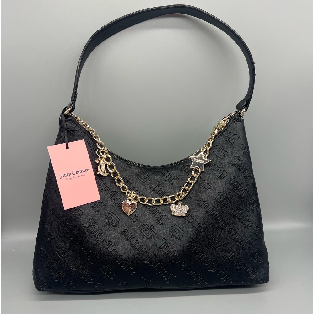 Juicy Couture Black Hobo Bag with Gold Accents